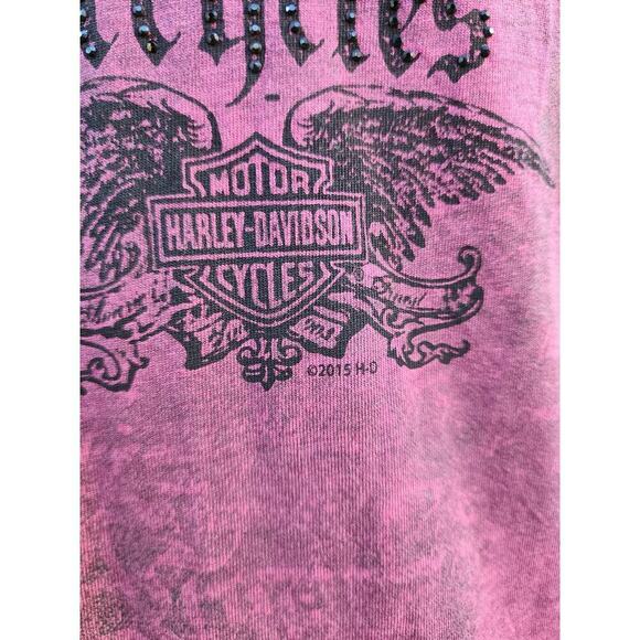 Harley Davidson Motorcycles Tacoma Pink Black Tye Dye Biker Tank Top Sz S - Picture 3 of 8